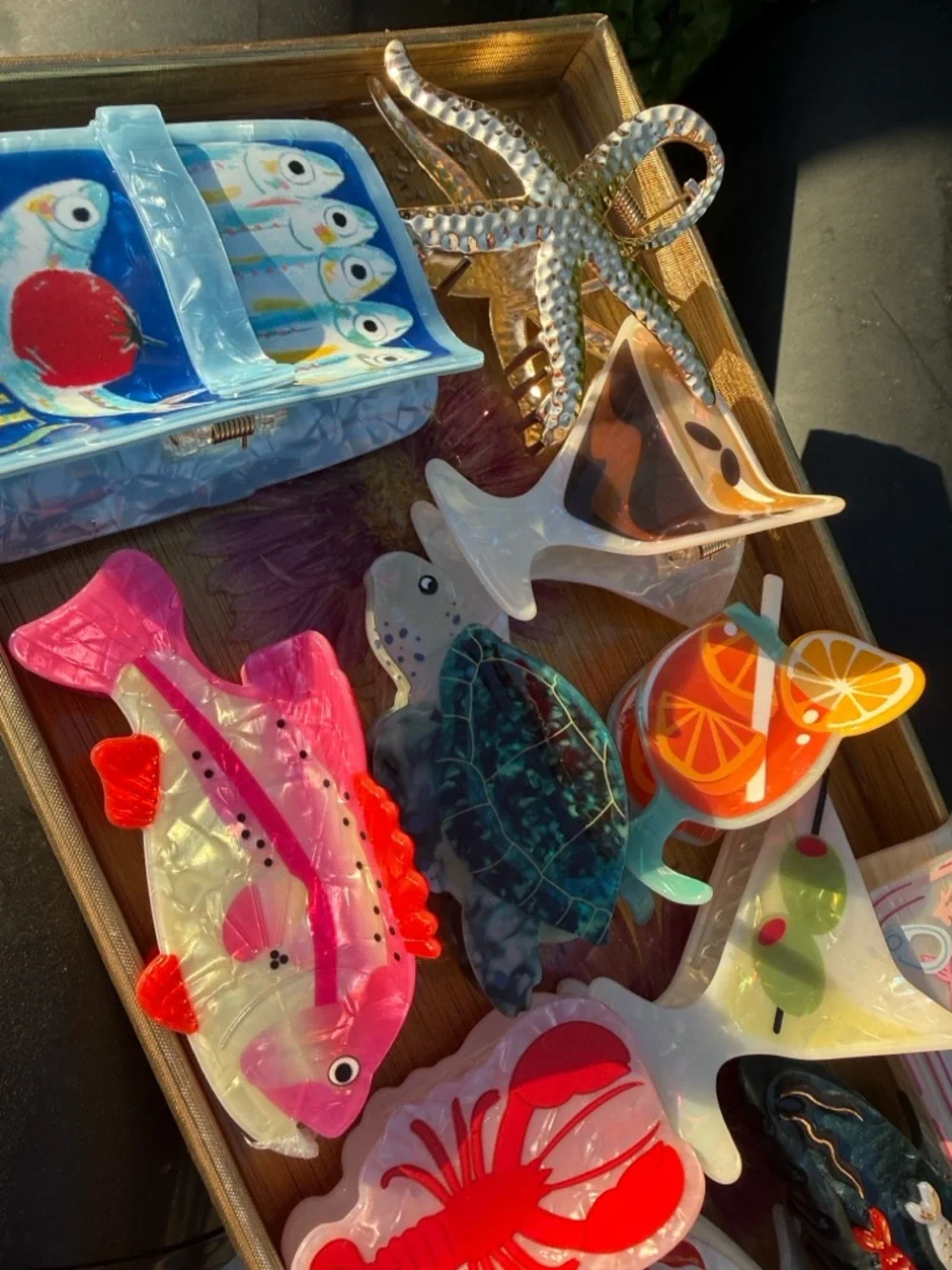 Summer Fun hair clips - sardines Lobster martini